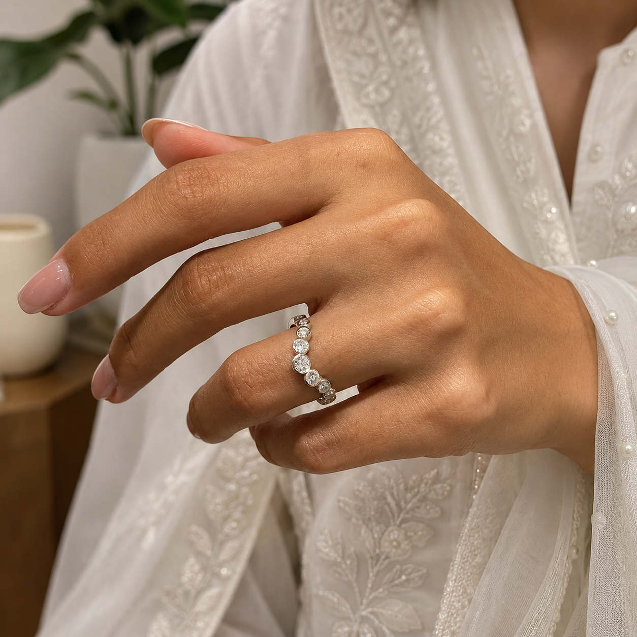 1.00 CT Lab-Grown Diamond Stackable Ring in 14K White Gold (D–F / VS1–VS2)