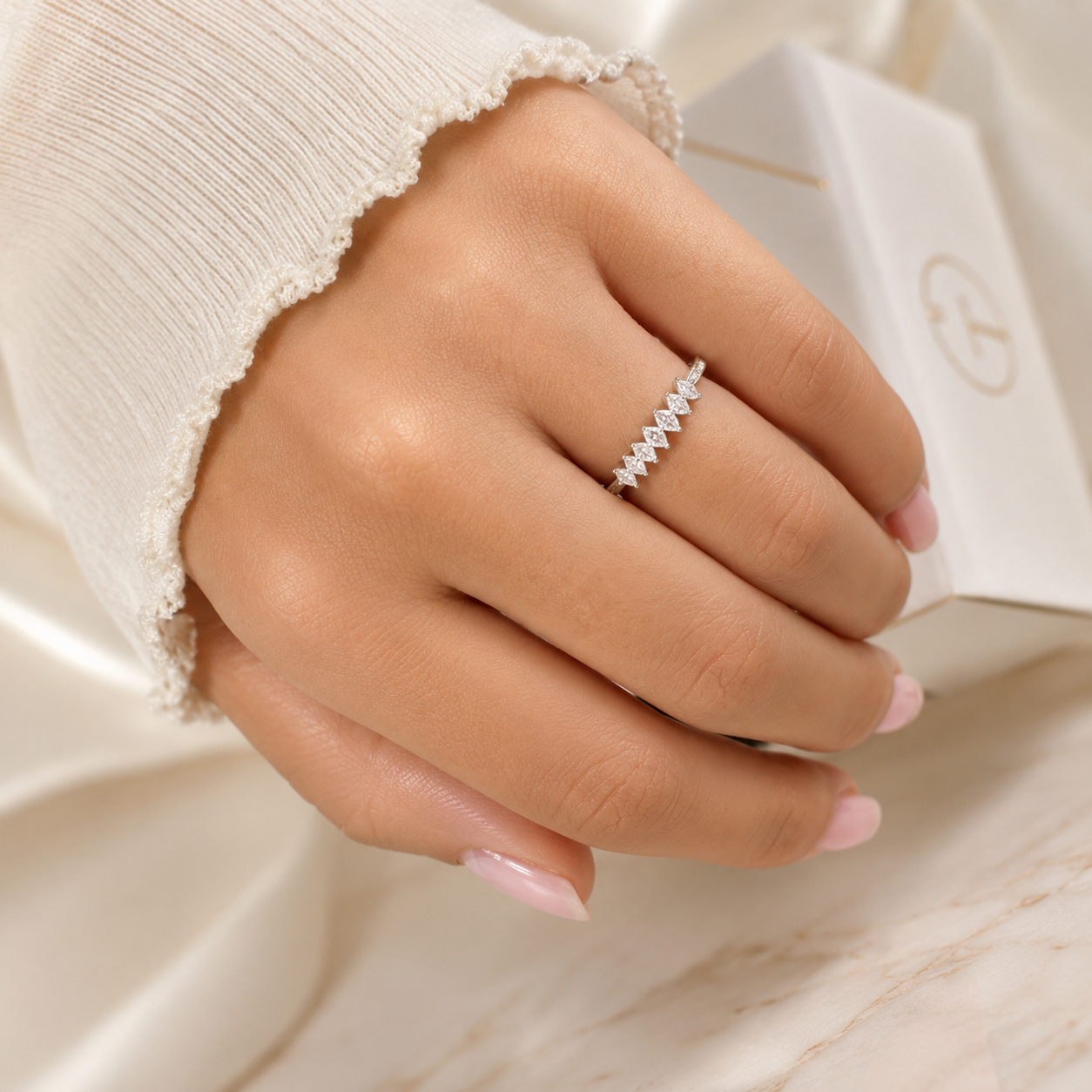 1.00 CT Lab-Grown Diamond Stackable Ring in 14K White Gold (D–F / VS1–VS2)