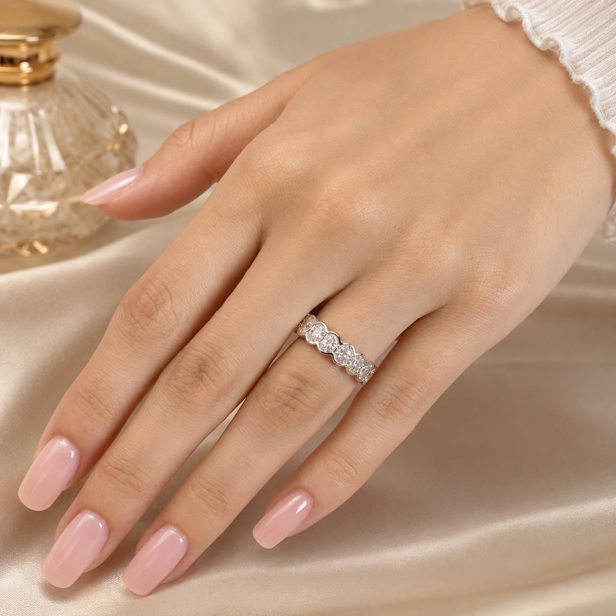 3.78 CT Lab-Grown Diamond Eternity Ring in 14K White Gold (D–F / VS1–VS2)