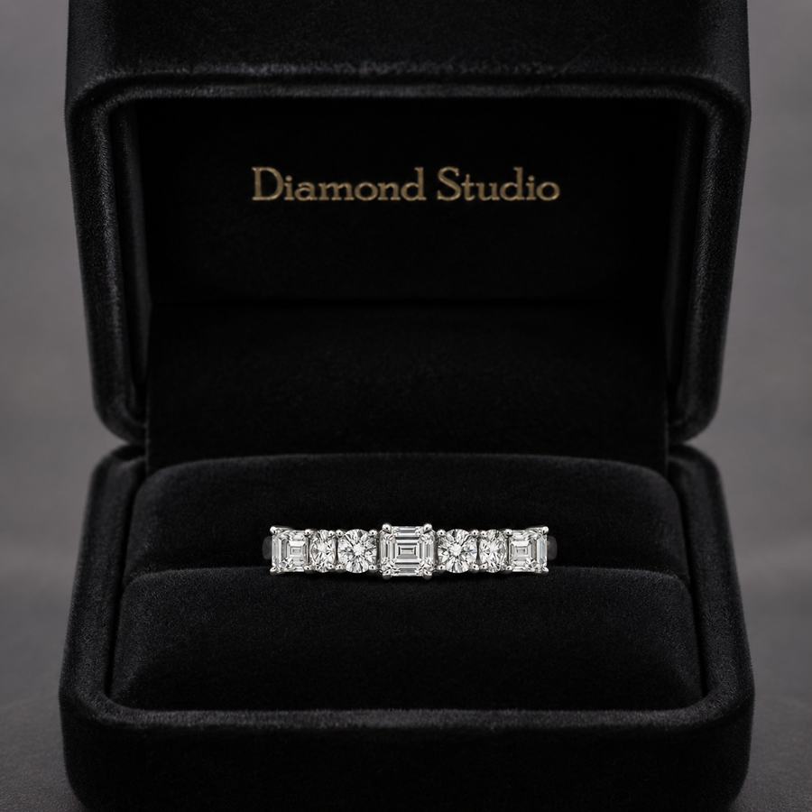 2.06 CT Lab-Grown Diamond Half Eternity Band in 14K White Gold (D–F / VS1–VS2)