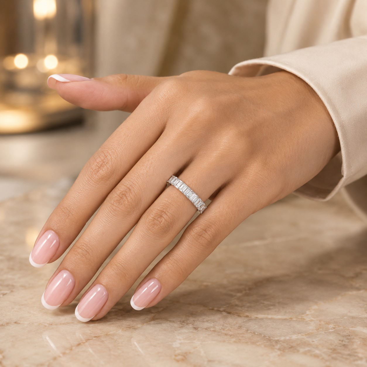 4.86 CT Lab-Grown Diamond Eternity Ring in 14K White Gold (D–F / VS1–VS2)