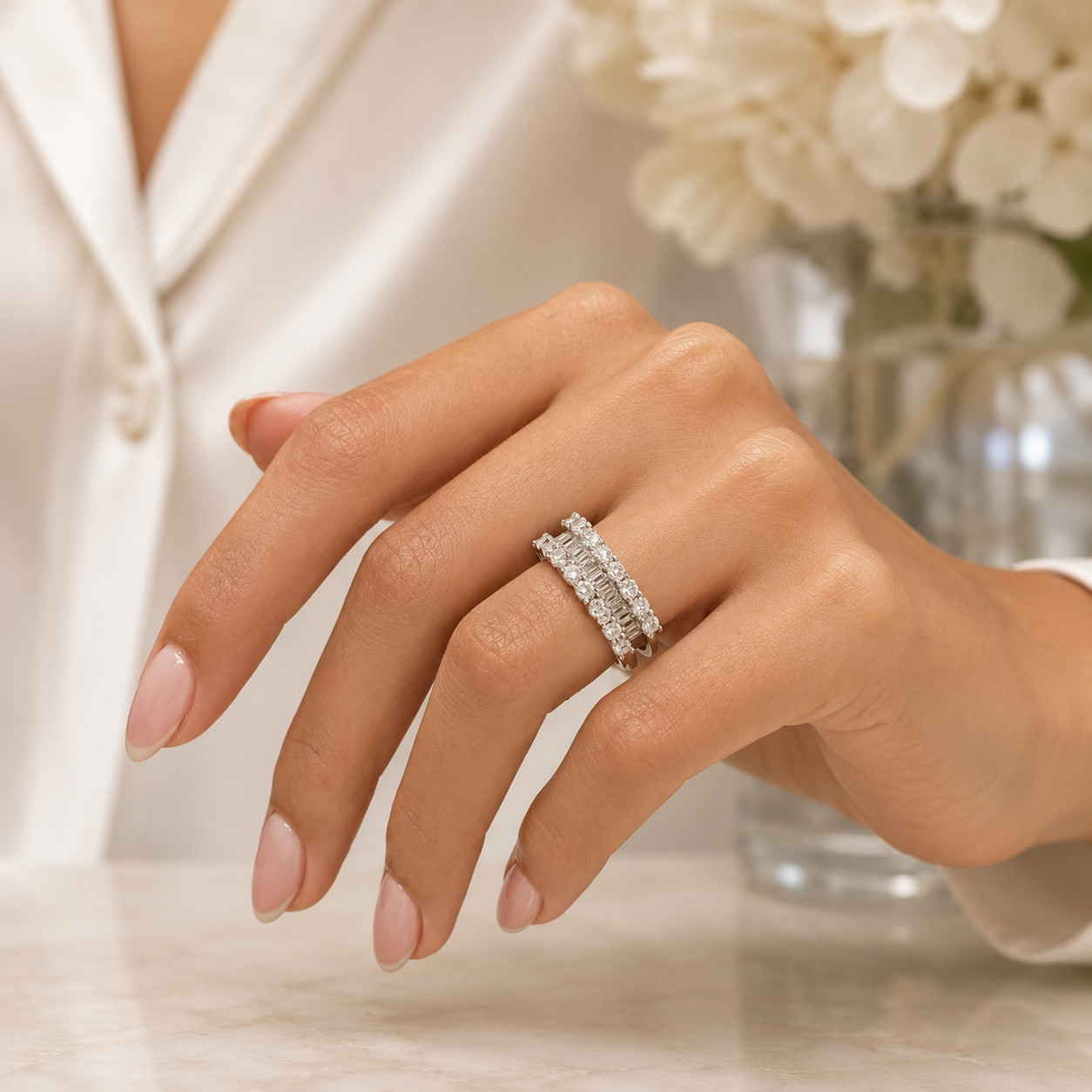 1.96 CT Lab-Grown Diamond Band Ring in 14K White Gold (D–F / VS1–VS2)