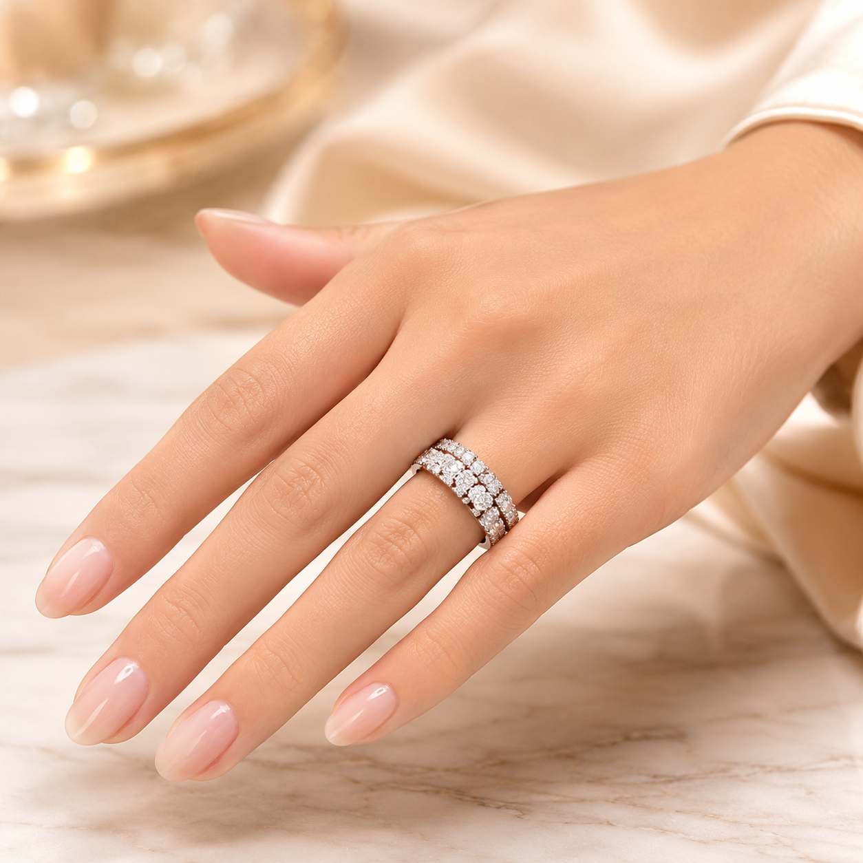 1.96 CT Lab-Grown Diamond Band Ring in 14K White Gold (D–F / VS1–VS2)