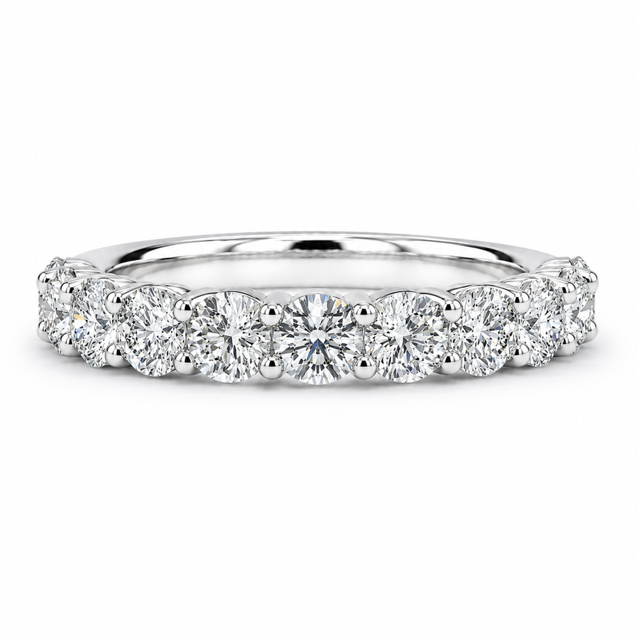 1.96 CT Lab-Grown Diamond Half Eternity Ring in 14K White Gold (D–F / VS1–VS2)