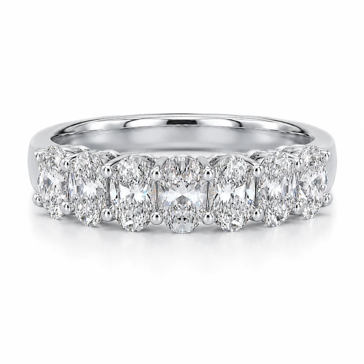 1.09 CT Lab-Grown Diamond Half Eternity Ring in 14K White Gold (Dâ€“F / VS1â€“VS2) from Diamond Studio