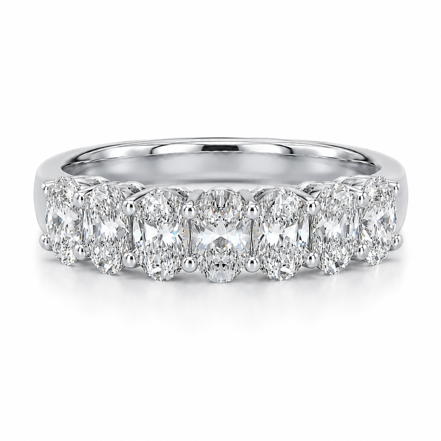 1.09 CT Lab-Grown Diamond Half Eternity Ring in 14K White Gold (D–F / VS1–VS2)