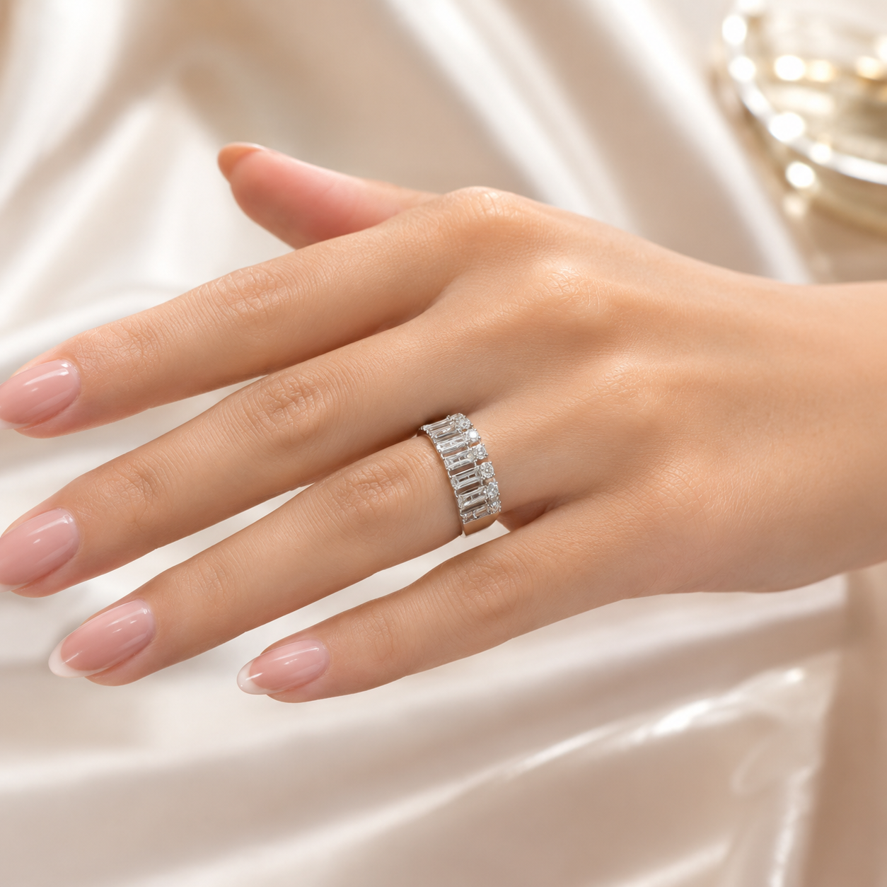 1.32 CT Lab-Grown Diamond Band Ring in 14K White Gold (D–F / VS1–VS2)
