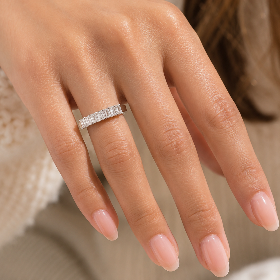 1.00 CT Lab-Grown Diamond Band Fashion Ring in 14K White Gold (D–F / VS1–VS2)