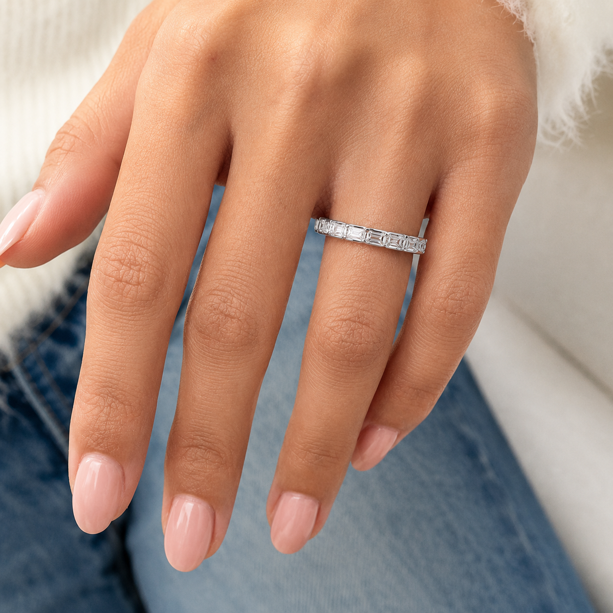 1.20 CT Lab-Grown Diamond Stackable Fashion Ring in 14K White Gold (D–F / VS1–VS2)