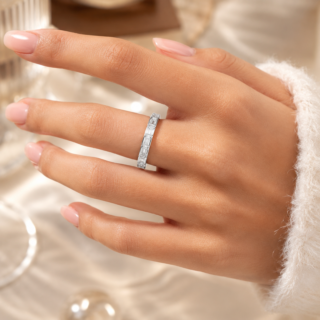 1.20 CT Lab-Grown Diamond Stackable Fashion Ring in 14K White Gold (D–F / VS1–VS2)