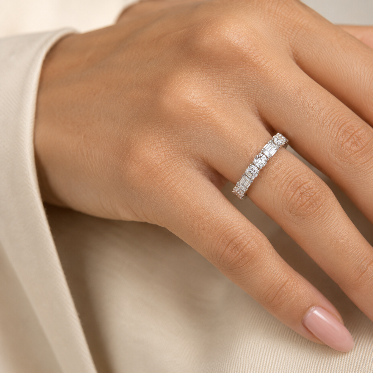 2.30 CT Emerald & Round Lab-Grown Diamond Ring in 14K White Gold (D–F / VS1–VS2)