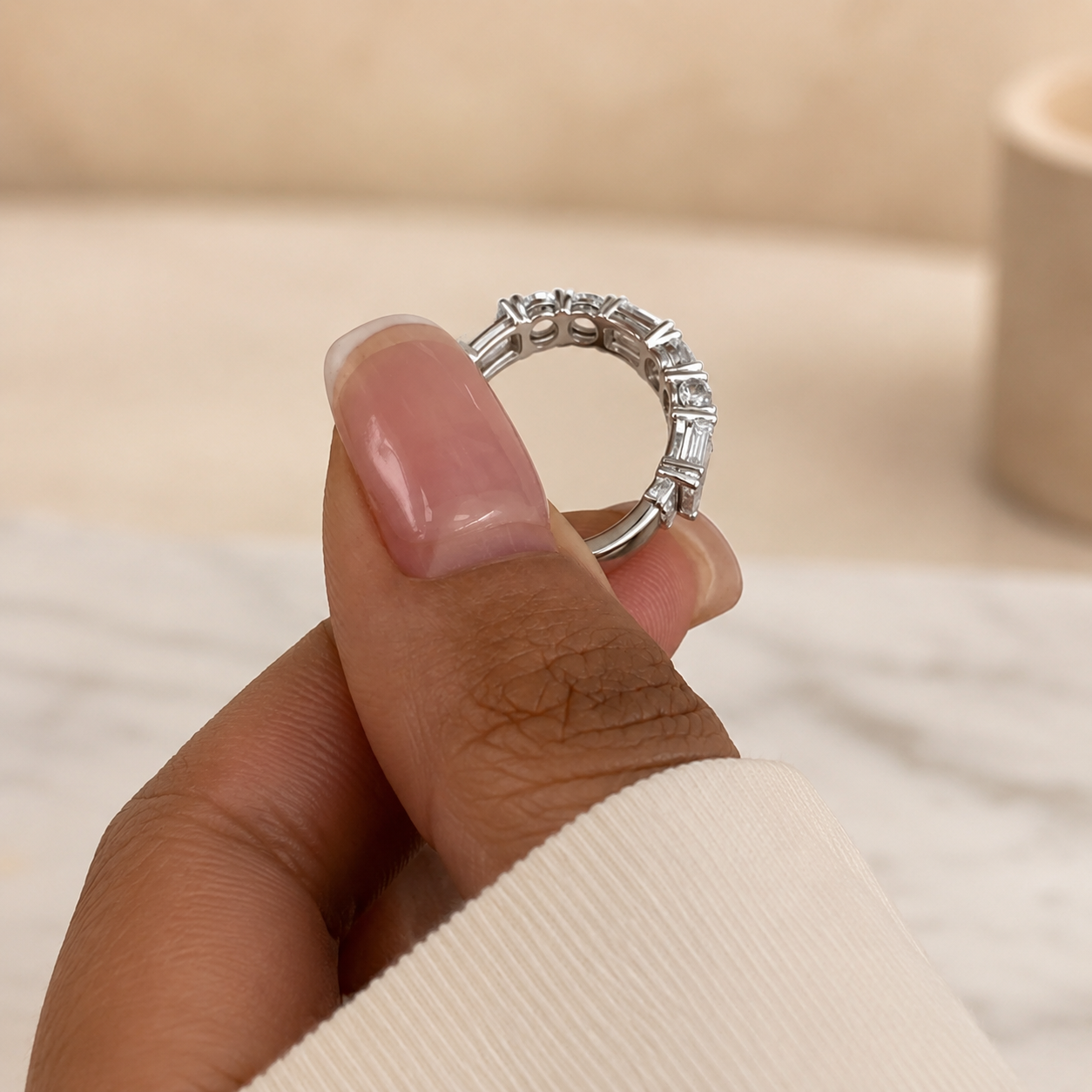 2.30 CT Emerald & Round Lab-Grown Diamond Ring in 14K White Gold (D–F / VS1–VS2)