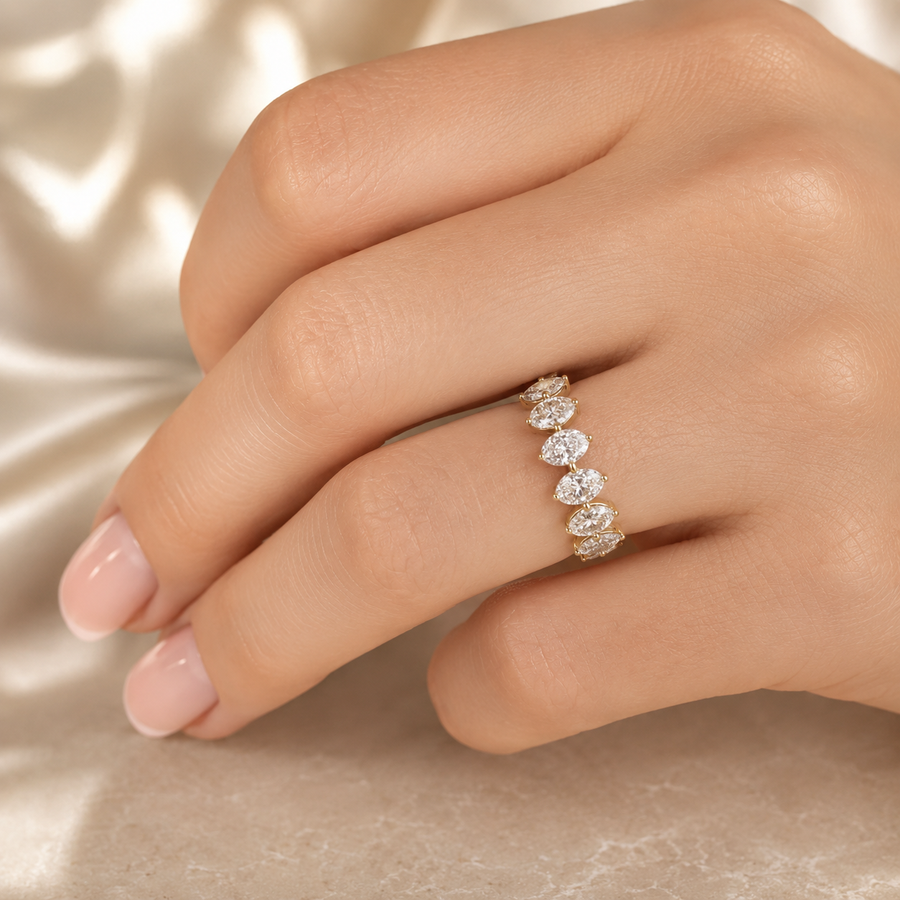 1.60 CT Lab-Grown Diamond 6-Stone Anniversary Ring in 14K White Gold (D–F / VS1–VS2)