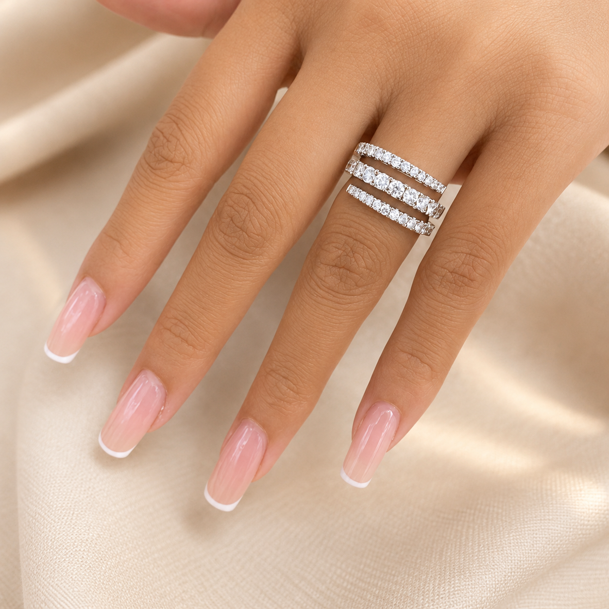 1.60 CT Lab-Grown Diamond Fashion Ring in 14K White Gold (D–F / VS1–VS2)