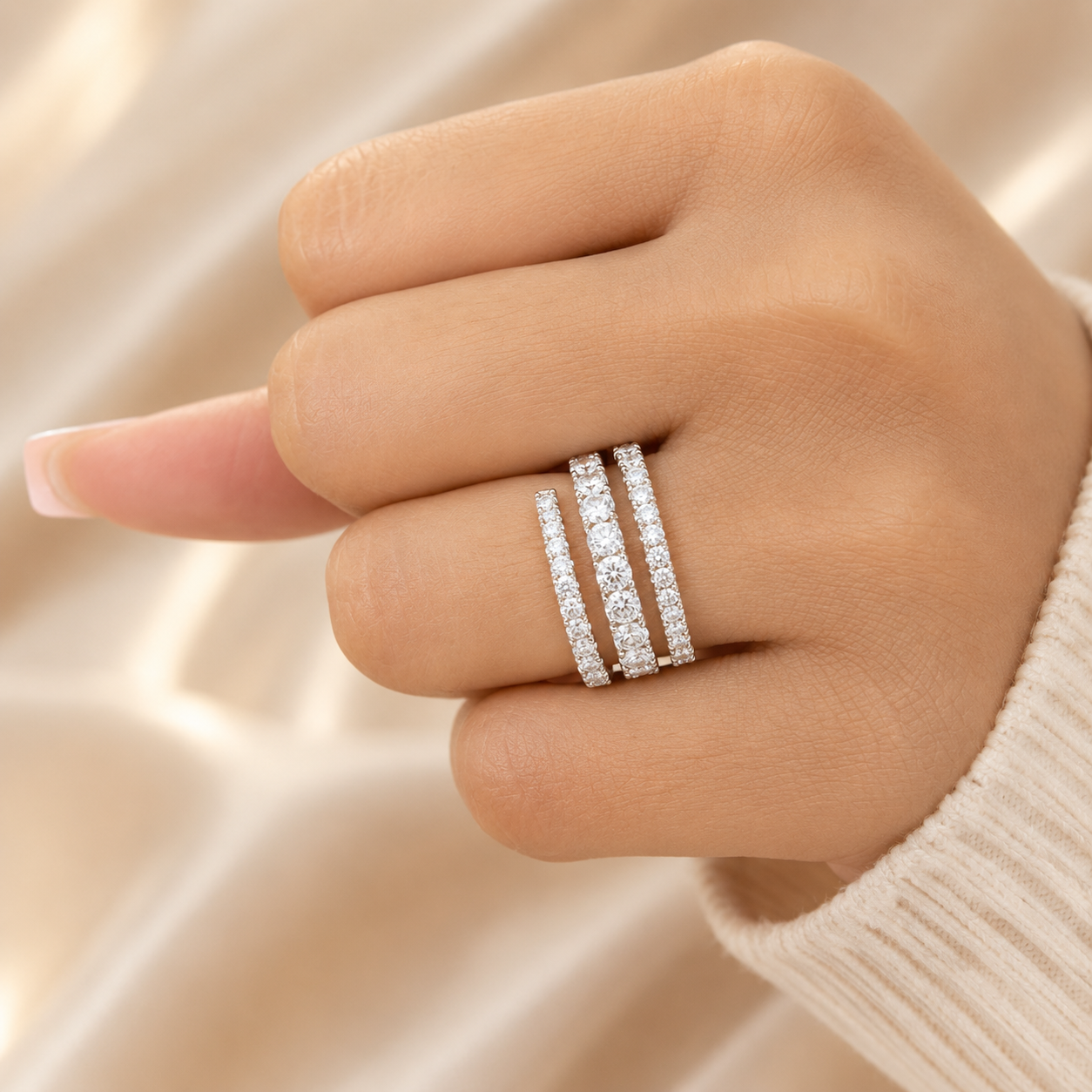 1.60 CT Lab-Grown Diamond Fashion Ring in 14K White Gold (D–F / VS1–VS2)