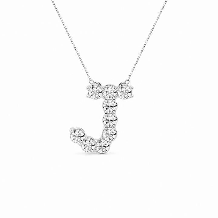 1.00 CTW Round Lab-Grown Diamond Initial J Personalized Pendant (D–F / VS1–VS2) — product image