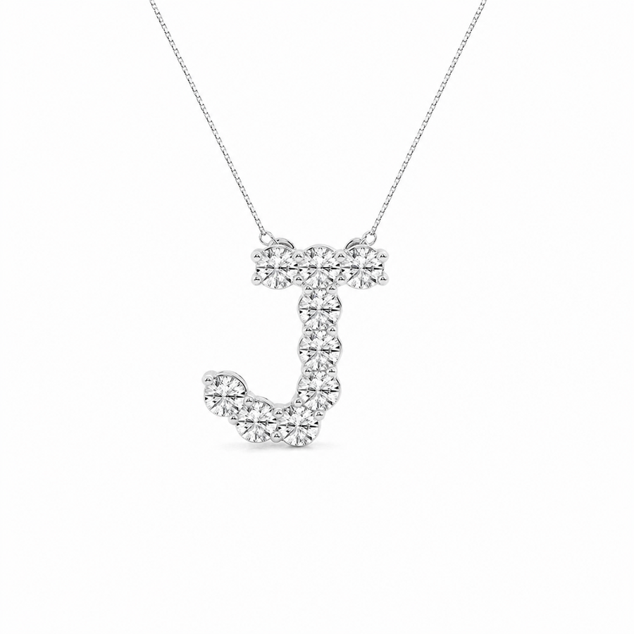 1.00 CTW Round Lab-Grown Diamond Initial J Personalized Pendant (D–F / VS1–VS2)