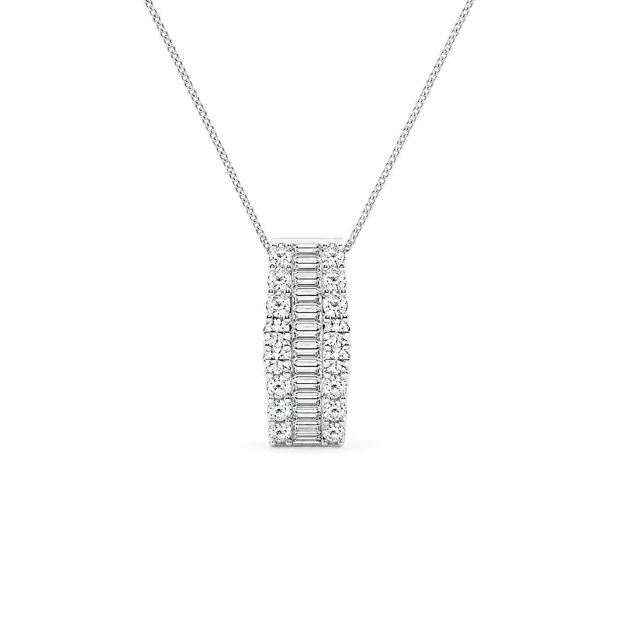 3.00 CTW Baguette and Round Lab-Grown Diamond Pendant with Adjustable Chain (D–F / VS1–VS2)