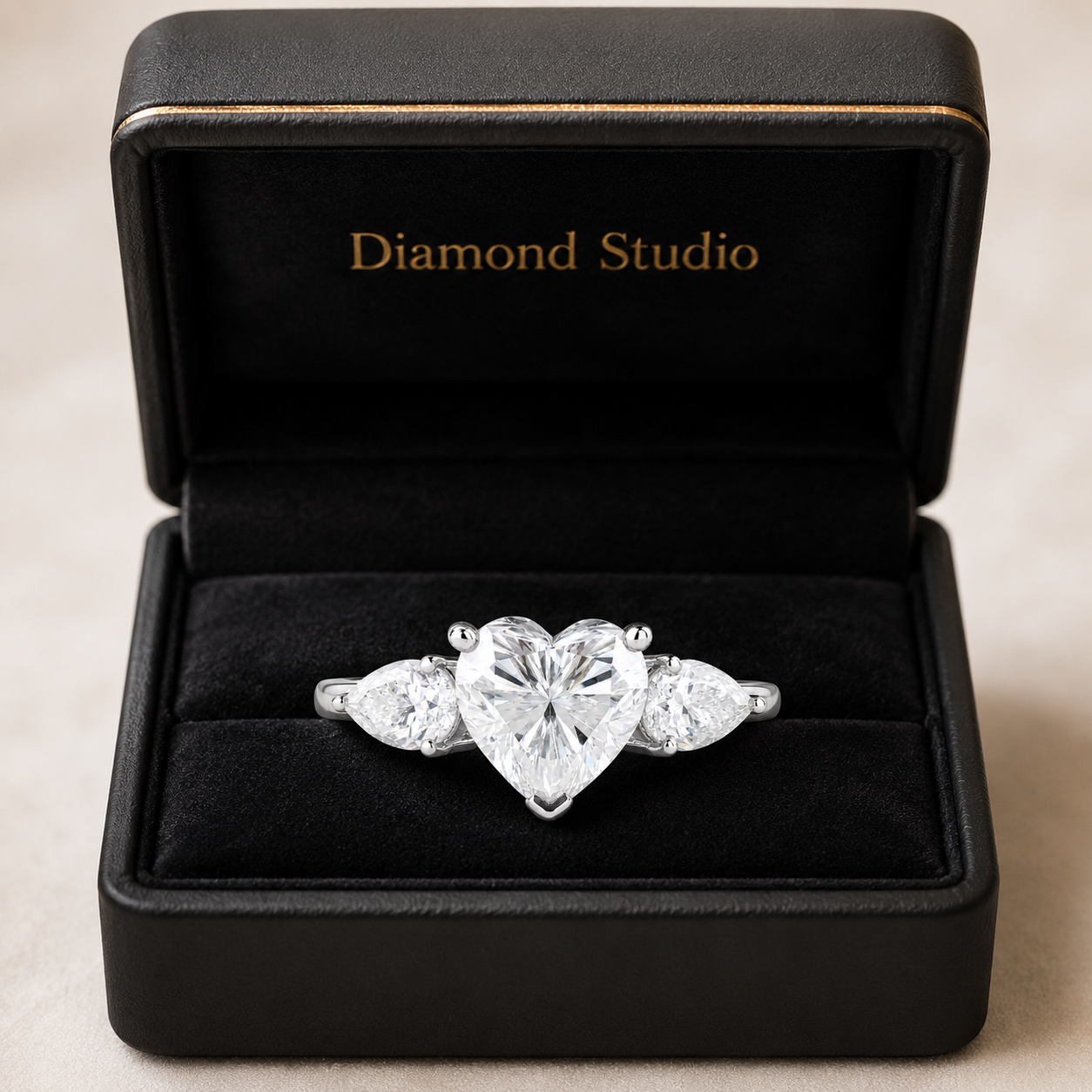 2.00 CT Heart Cut Lab-Grown Diamond Three-Stone Engagement Ring in 14K White Gold – Anniversary Promise Design