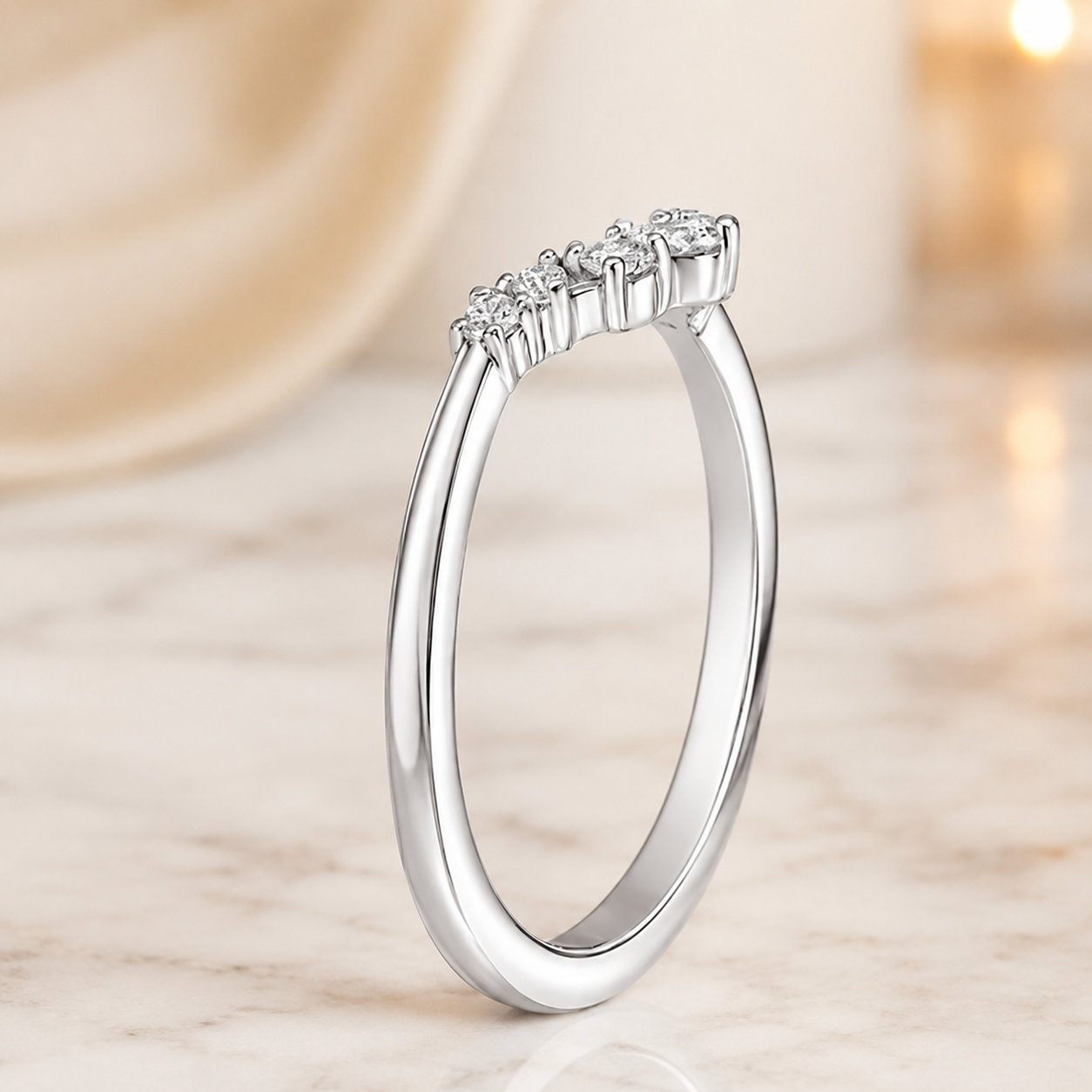 2.00 CT Aria Contoured Lab-Grown Diamond 2PCS Bridal Set in 14K White Gold – Three-Stone Matching Wedding Ring Design