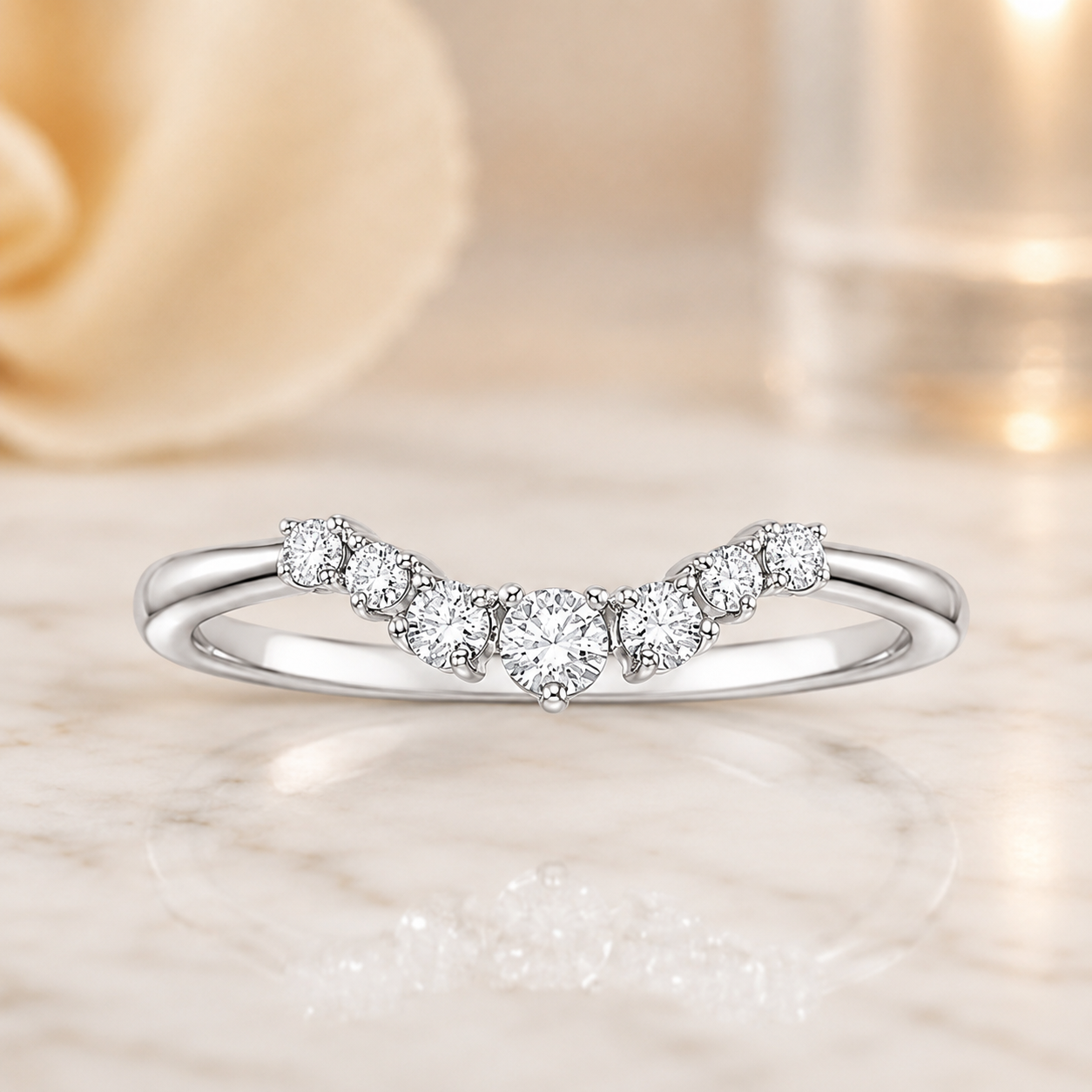 2.00 CT Aria Contoured Lab-Grown Diamond 2PCS Bridal Set in 14K White Gold – Three-Stone Matching Wedding Ring Design