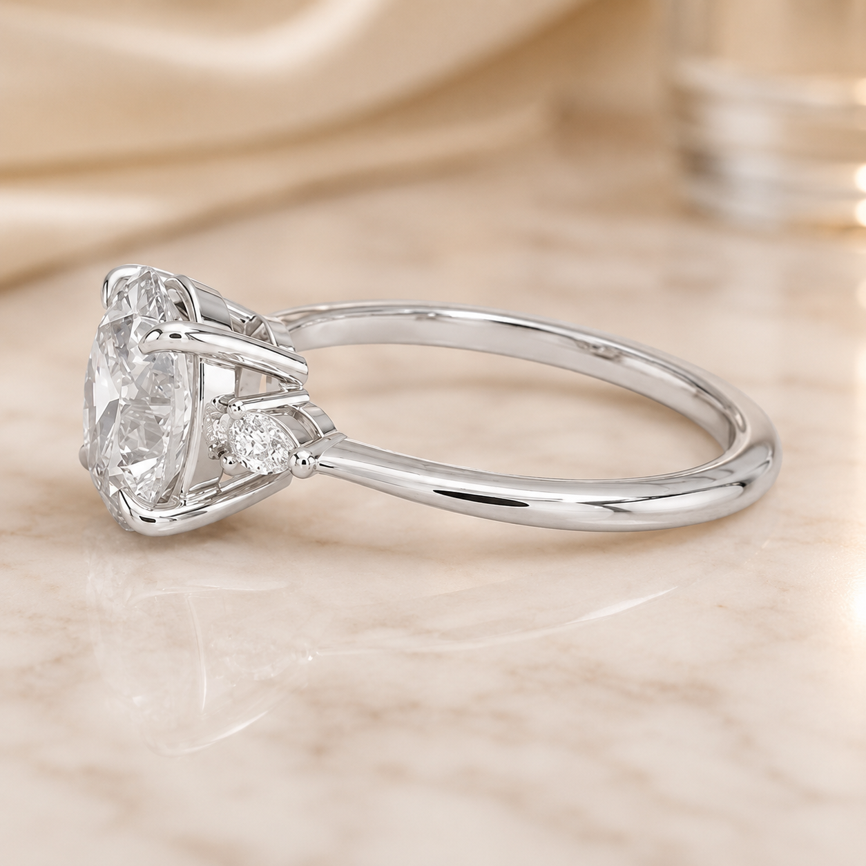 2.00 CT Aria Contoured Lab-Grown Diamond 2PCS Bridal Set in 14K White Gold – Three-Stone Matching Wedding Ring Design