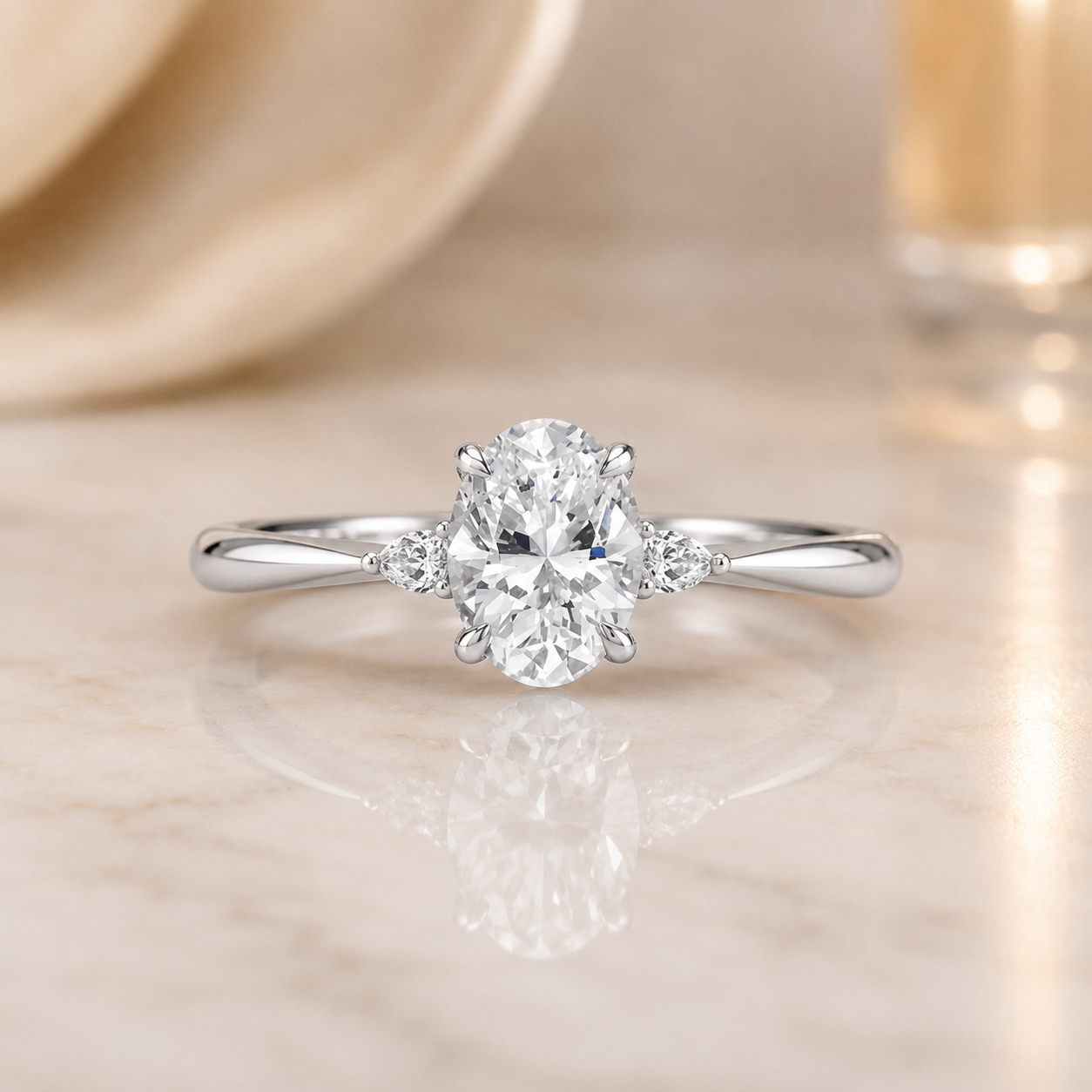 2.00 CT Aria Contoured Lab-Grown Diamond 2PCS Bridal Set in 14K White Gold – Three-Stone Matching Wedding Ring Design