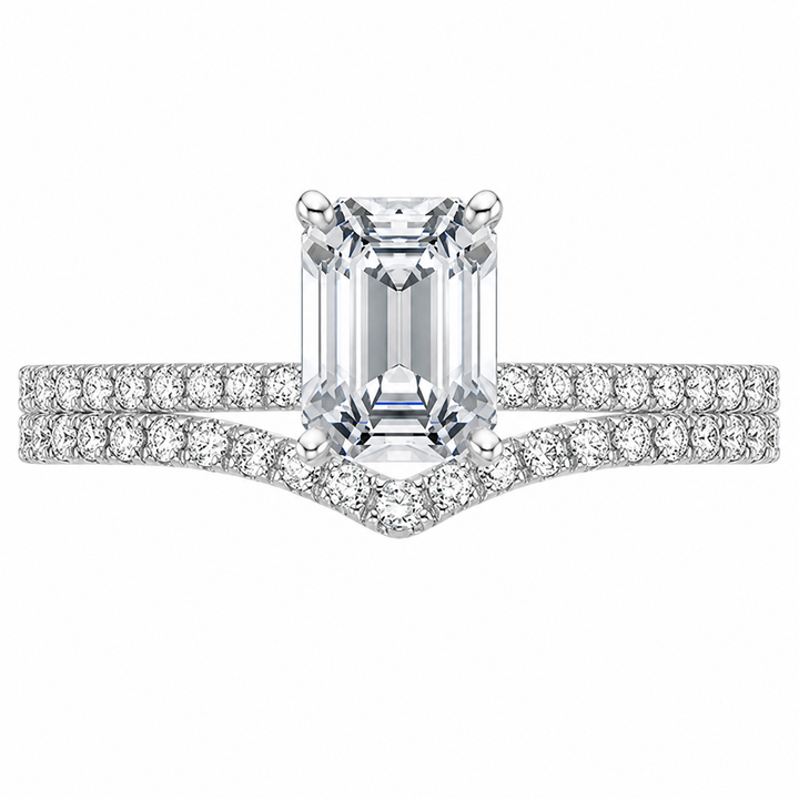1.90 CT Ballad Lab-Grown Diamond 2PCS Bridal Set in 14K White Gold â€“ Flair Scalloped PavÃ© Wedding Ring Design from Diamond Studio