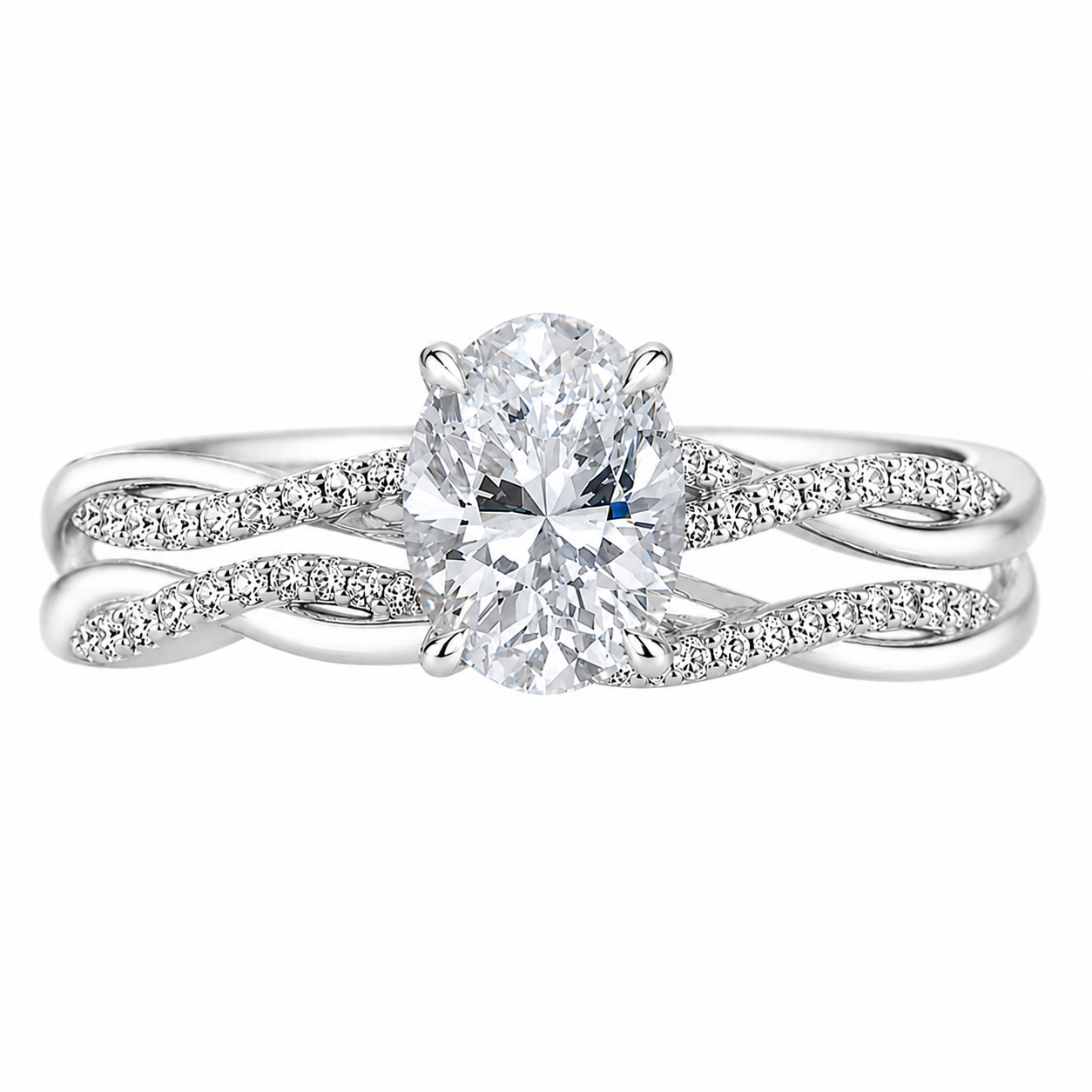 2.50 CT Petite Twisted Vine Lab-Grown Diamond 2PCS Bridal Set in 14K White Gold – Nature Inspired Matching Wedding Ring Design