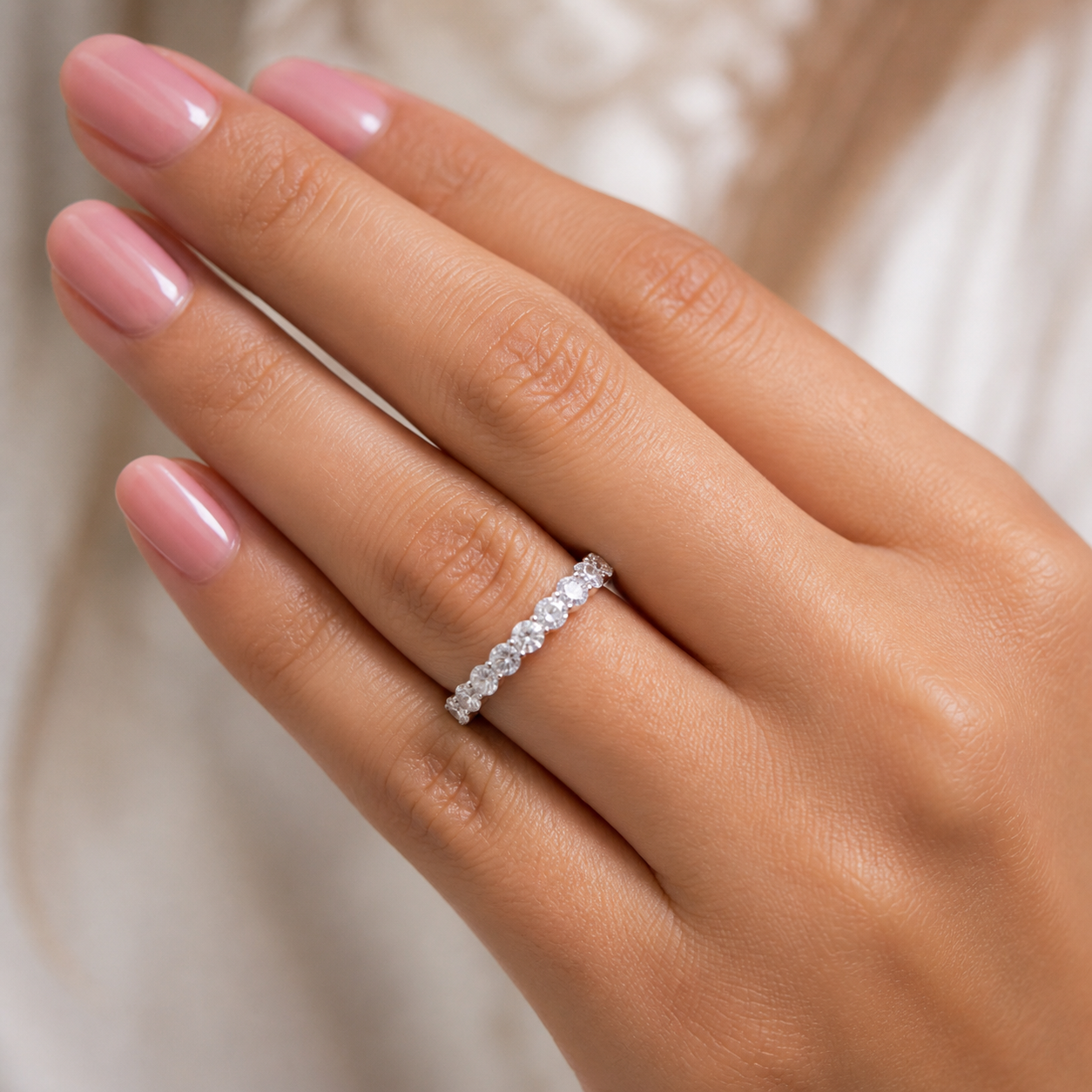 14K White Gold Lab-Grown Diamond Wedding Band (1.25 CTW – D–F / VS1–VS2)