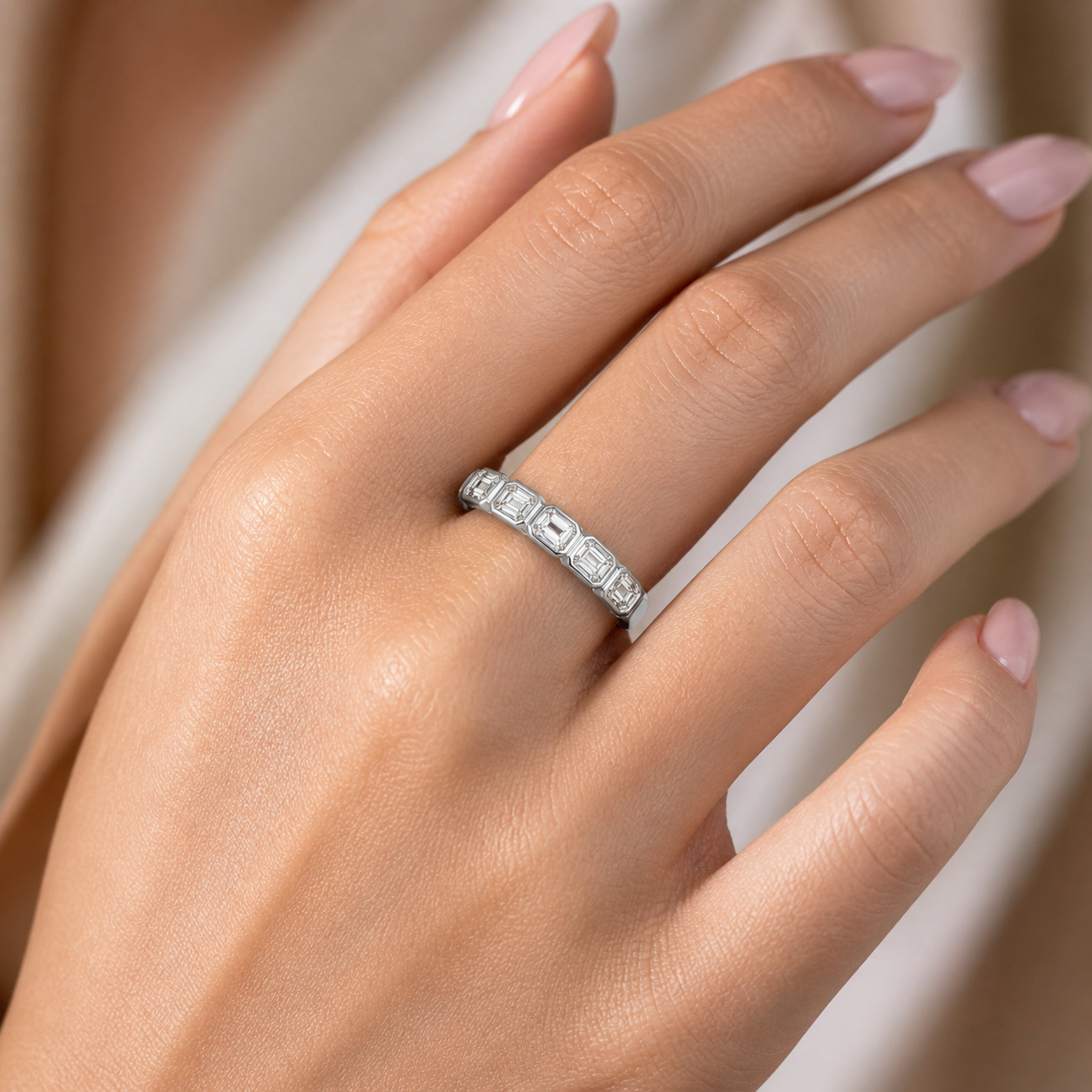 14K White Gold Lab-Grown Diamond Stackable Fashion Ring (1.10 CTW – D–F / VS1–VS2)