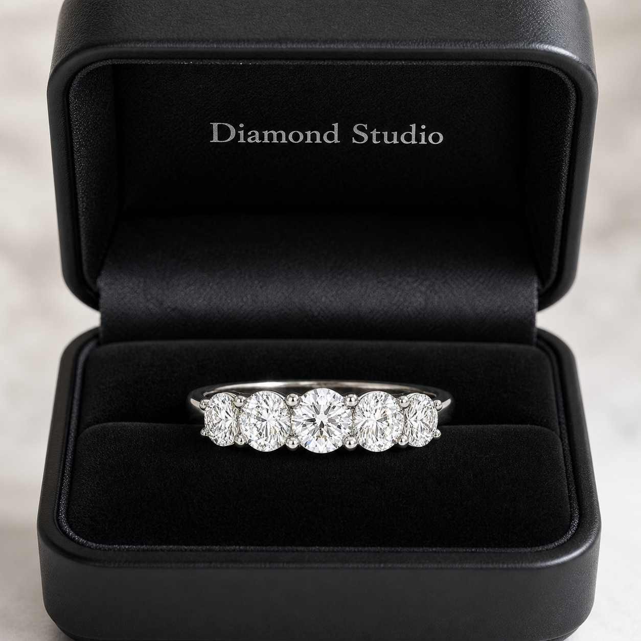 14K White Gold Lab-Grown Diamond 5-Stone Fashion Ring (1.90 CTW – D–F / VS1–VS2)