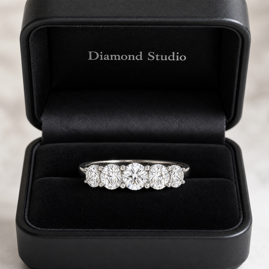 14K White Gold Lab-Grown Diamond 5-Stone Fashion Ring (1.90 CTW – D–F / VS1–VS2)