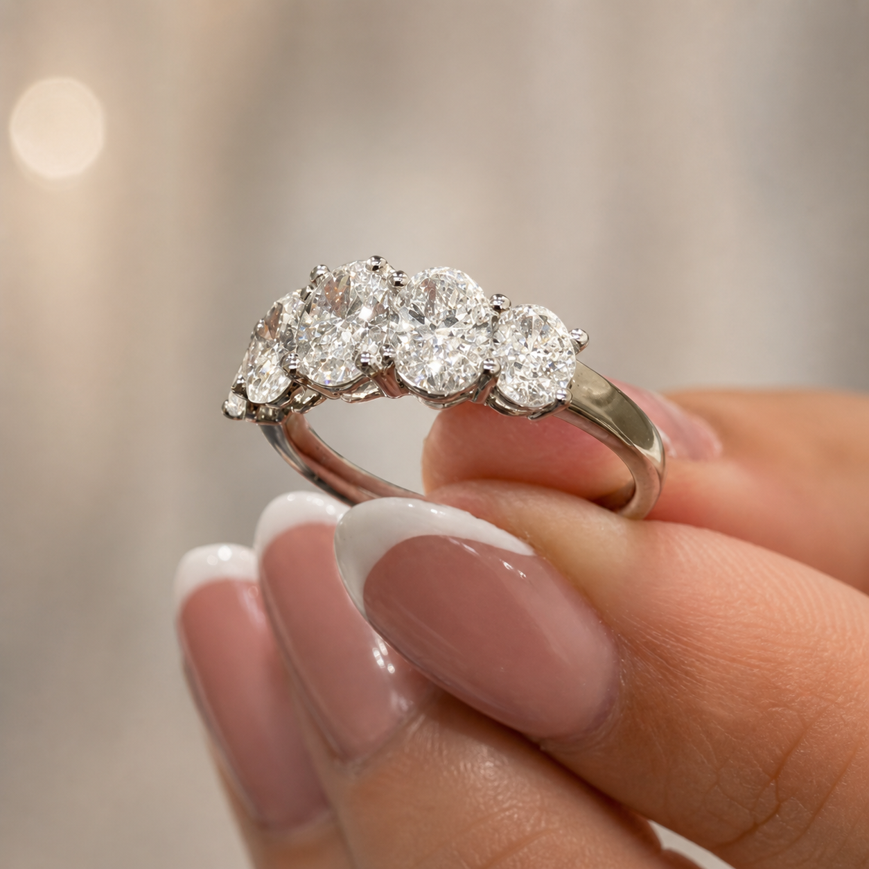 14K White Gold Lab-Grown Diamond 5-Stone Fashion Ring (1.90 CTW – D–F / VS1–VS2)
