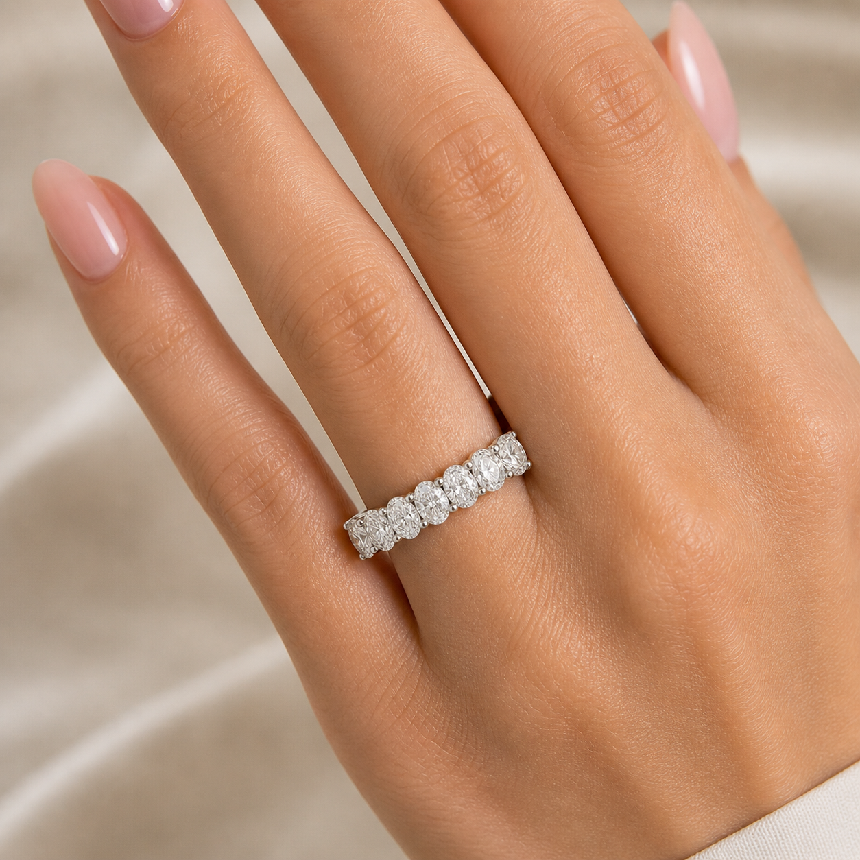 14K White Gold Lab-Grown Diamond Eternity Wedding Band Ring (2.65 CTW – D–F / VS1–VS2)