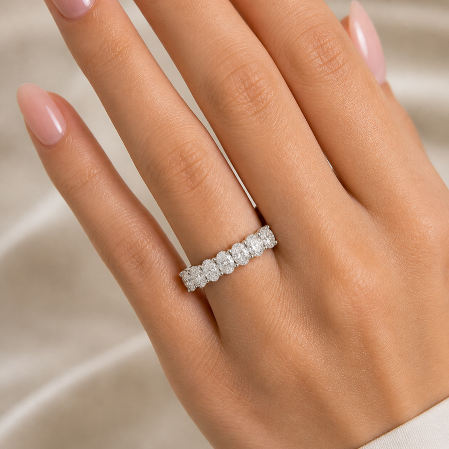 14K White Gold Lab-Grown Diamond Eternity Wedding Band Ring (2.65 CTW – D–F / VS1–VS2)