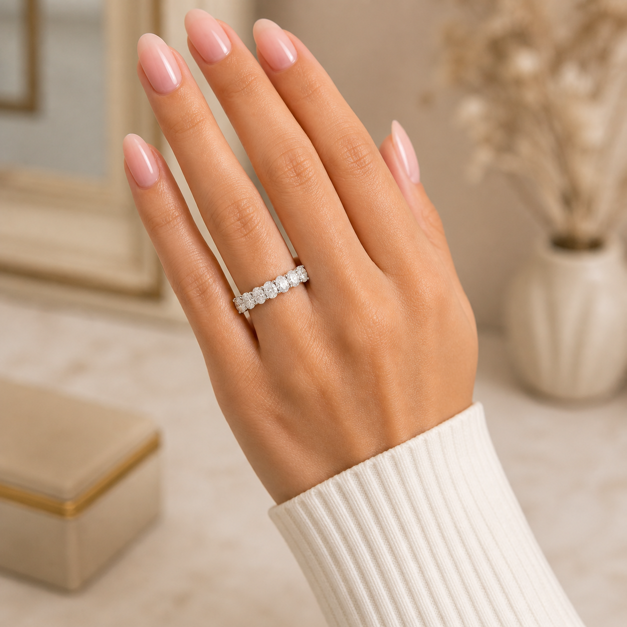 14K White Gold Lab-Grown Diamond Eternity Wedding Band Ring (2.65 CTW – D–F / VS1–VS2)