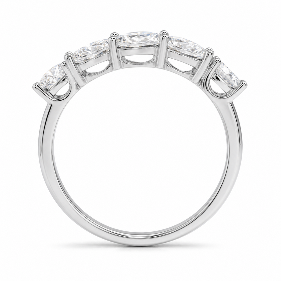 14K White Gold Lab-Grown Diamond 5-Stone Fashion Ring (1.00 CTW – D–F / VS1–VS2)