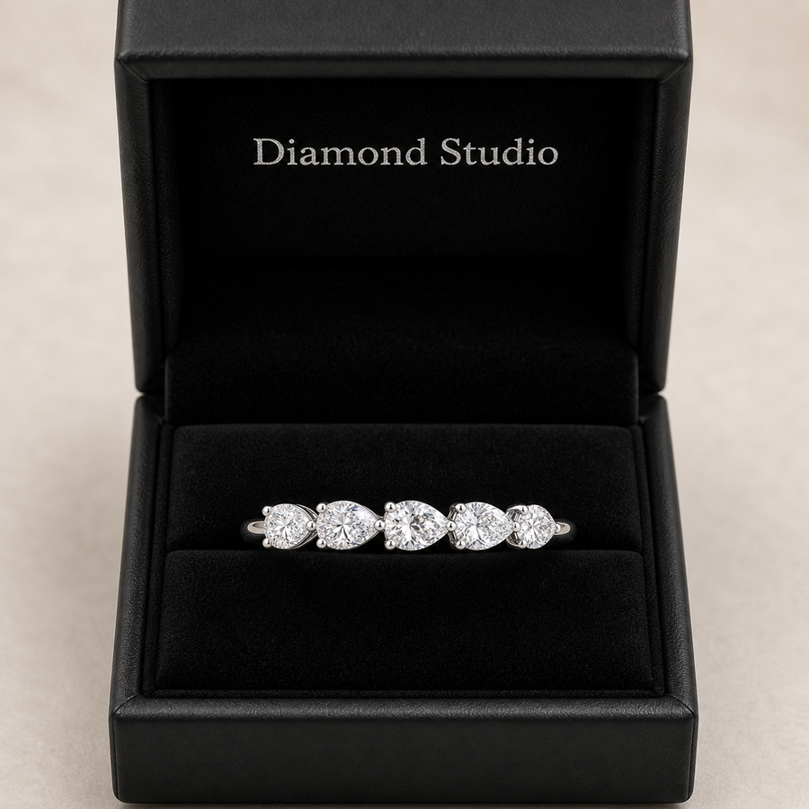 14K White Gold Lab-Grown Diamond 5-Stone Fashion Ring (1.00 CTW – D–F / VS1–VS2)