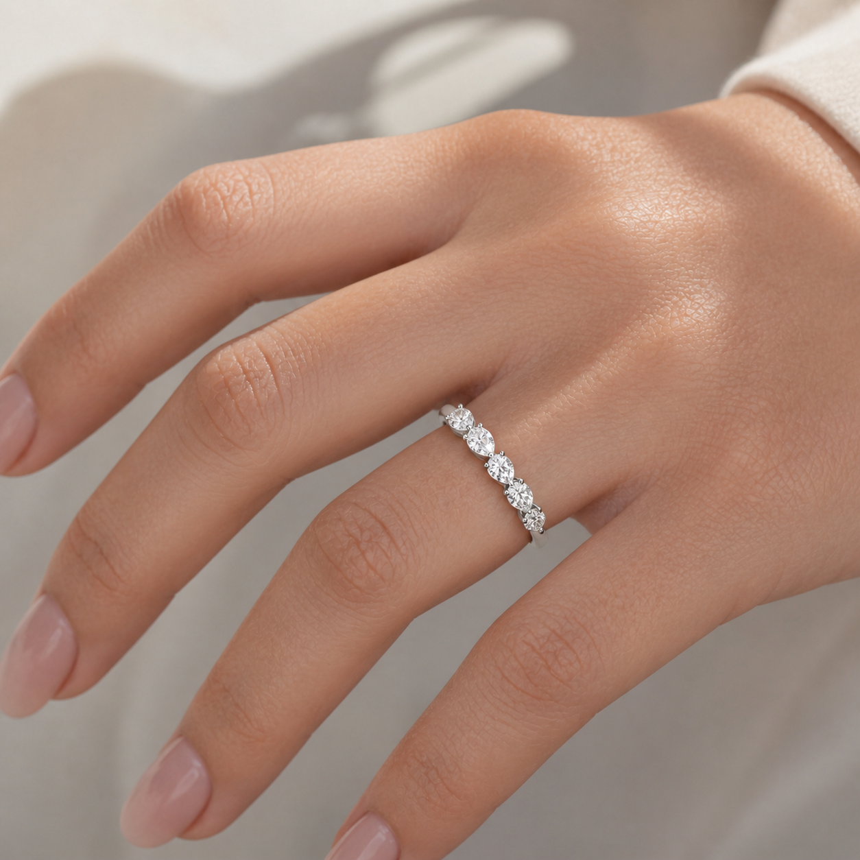 14K White Gold Lab-Grown Diamond 5-Stone Fashion Ring (1.00 CTW – D–F / VS1–VS2)