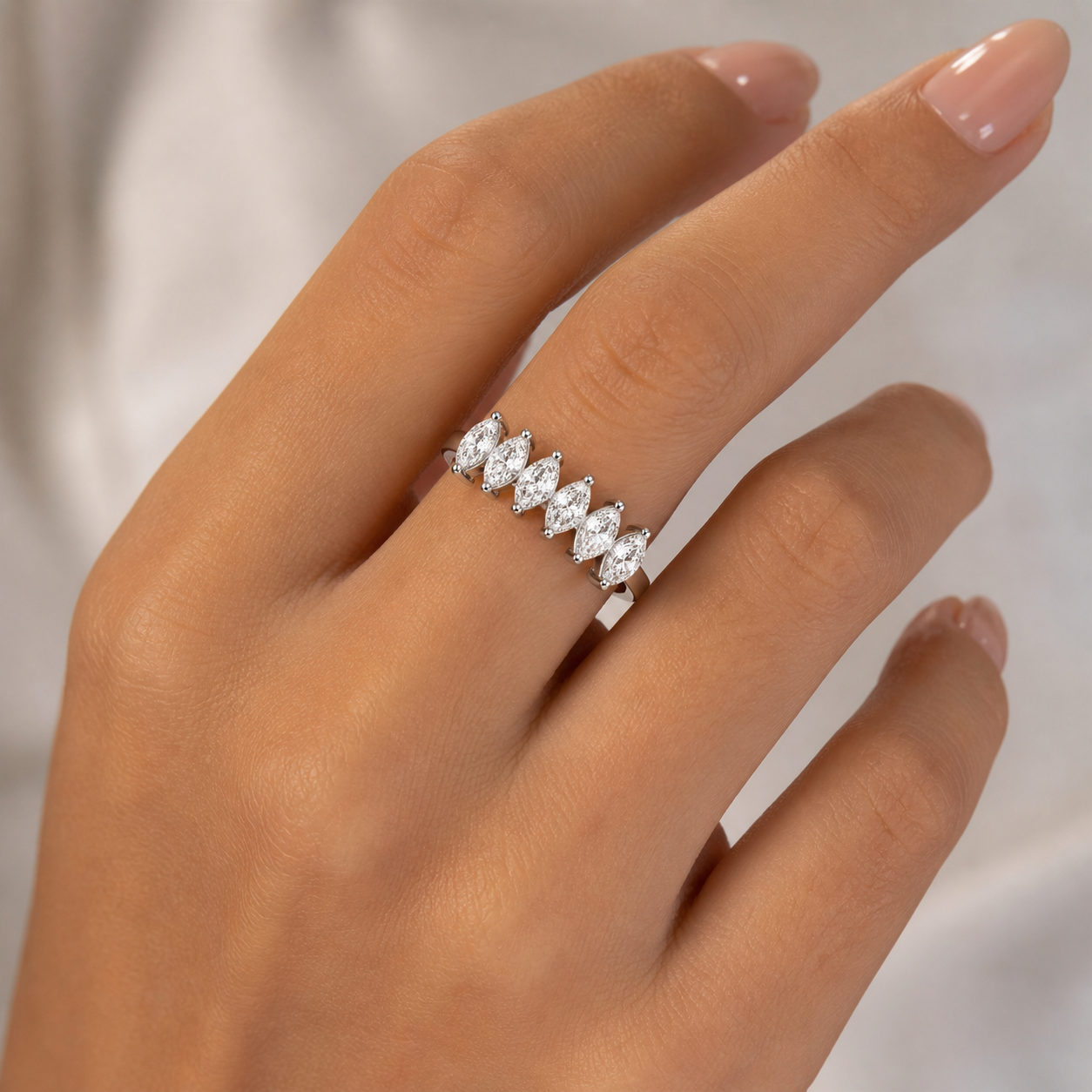 14K White Gold Lab-Grown Diamond Half Eternity Fashion Ring (2.10 CTW – D–F / VS1–VS2)