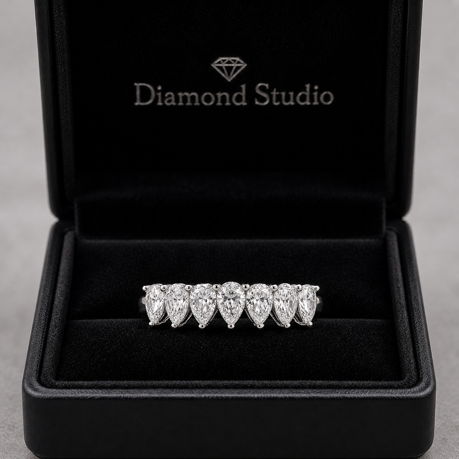 14K White Gold Lab-Grown Diamond Half Eternity Fashion Ring (1.15 CTW – D–F / VS1–VS2)