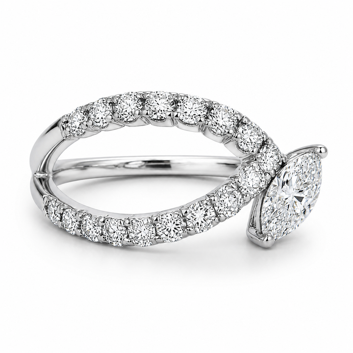 1.00 CT Round Lab-Grown Diamond Statement Ring in 14K White Gold (Dâ€“F / VS1â€“VS2) from Diamond Studio