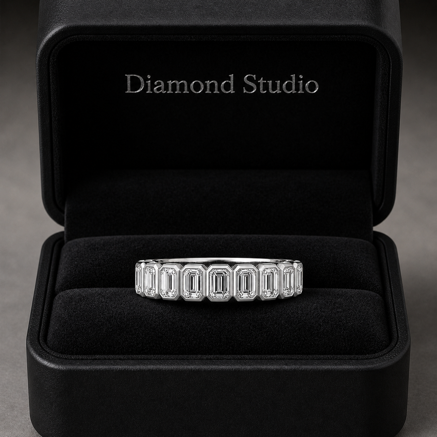 1.00 CT Lab-Grown Diamond Half Eternity Ring in 14K White Gold (D–F / VS1–VS2)