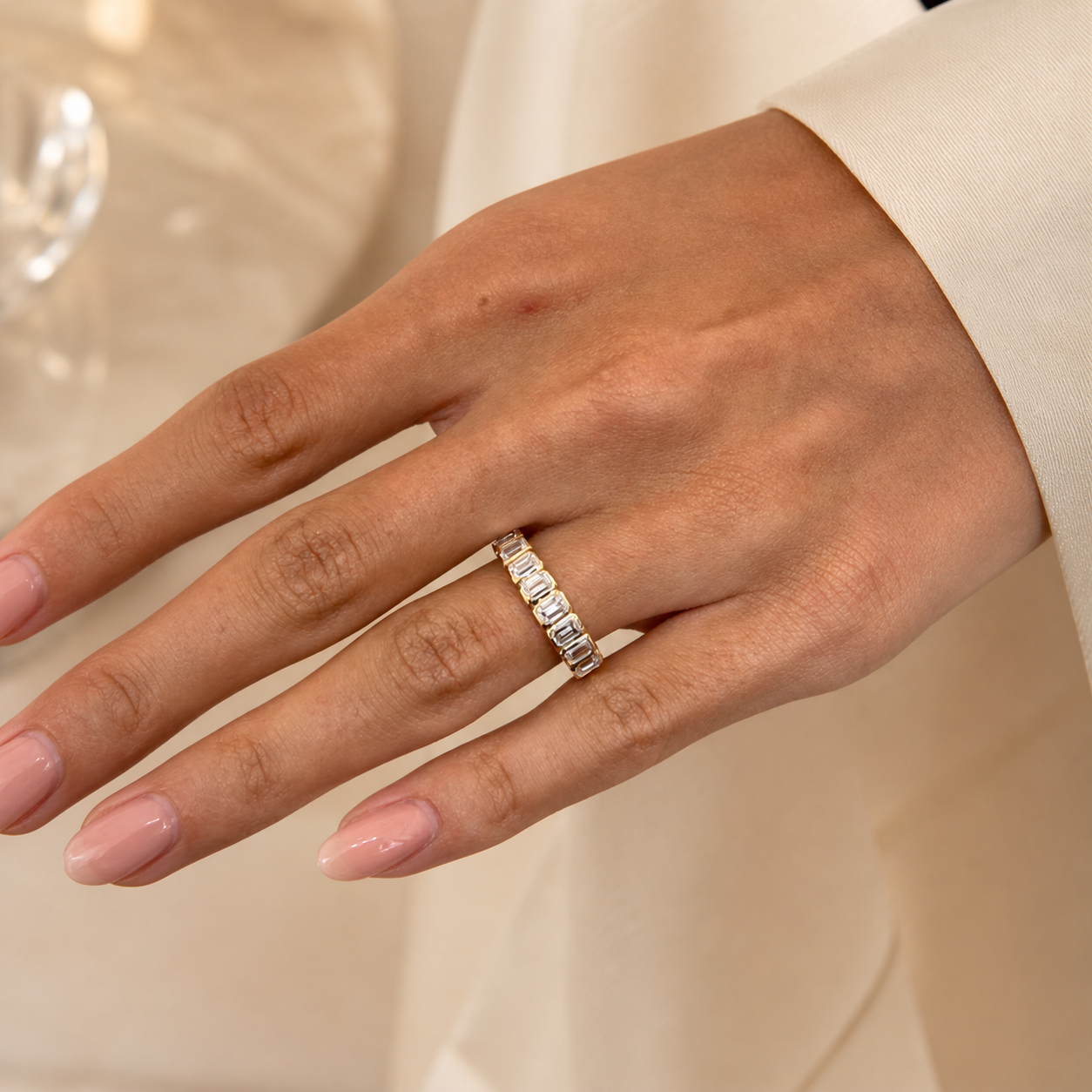 1.00 CT Lab-Grown Diamond Half Eternity Ring in 14K White Gold (D–F / VS1–VS2)