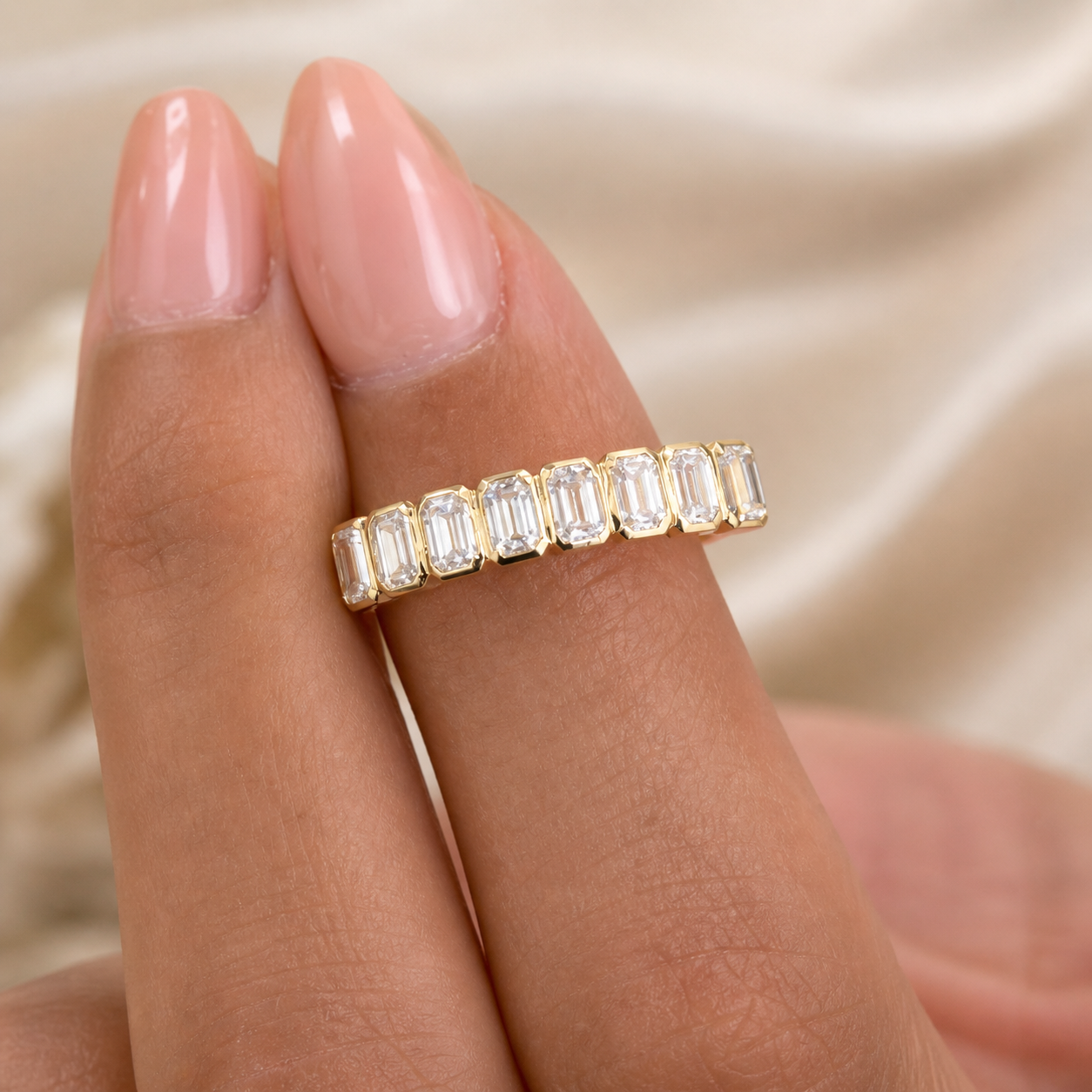 1.00 CT Lab-Grown Diamond Half Eternity Ring in 14K White Gold (D–F / VS1–VS2)