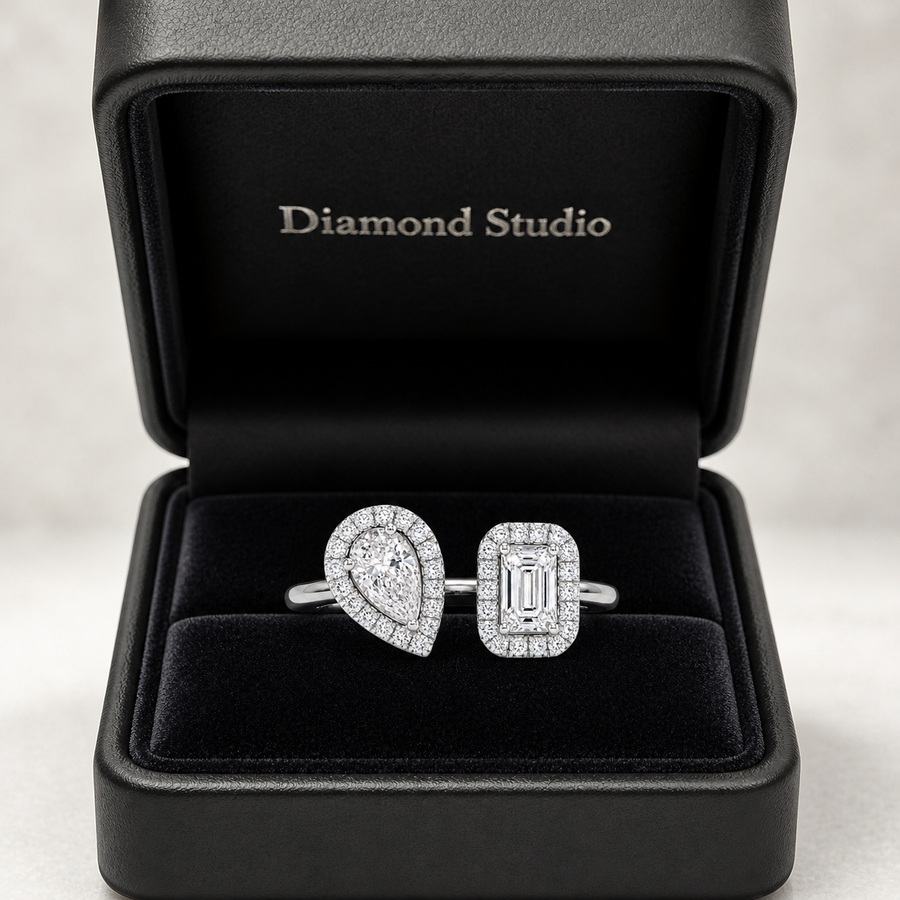 1.05 CT Two-Stone Lab-Grown Diamond Fashion Ring in 14K Rose Gold (D–F / VS1–VS2)
