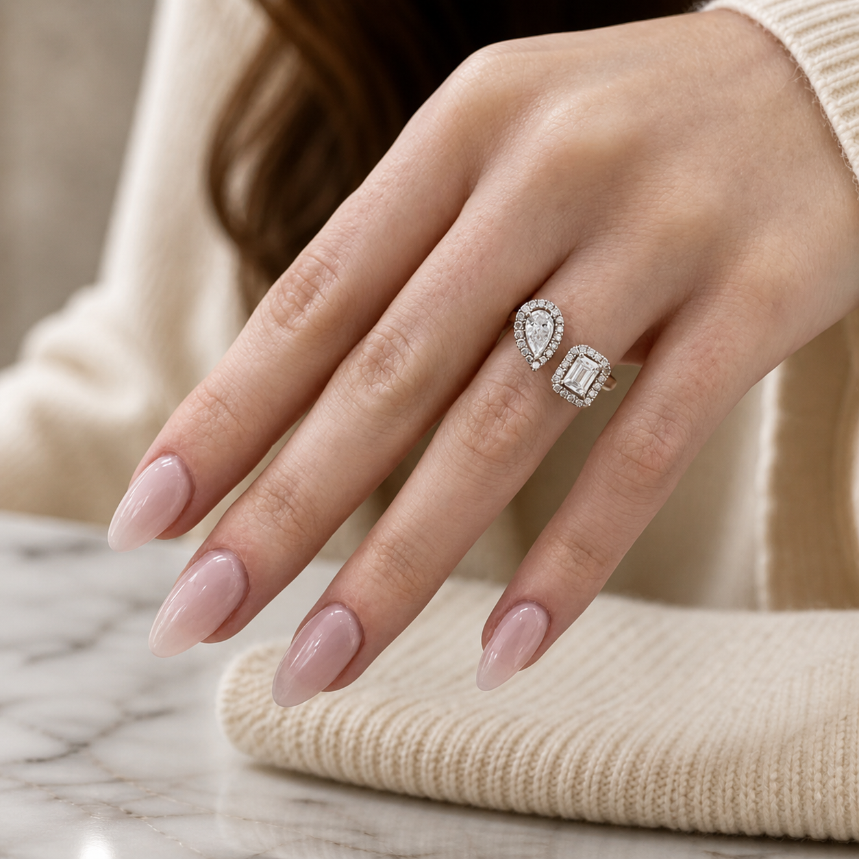 1.05 CT Two-Stone Lab-Grown Diamond Fashion Ring in 14K Rose Gold (D–F / VS1–VS2)