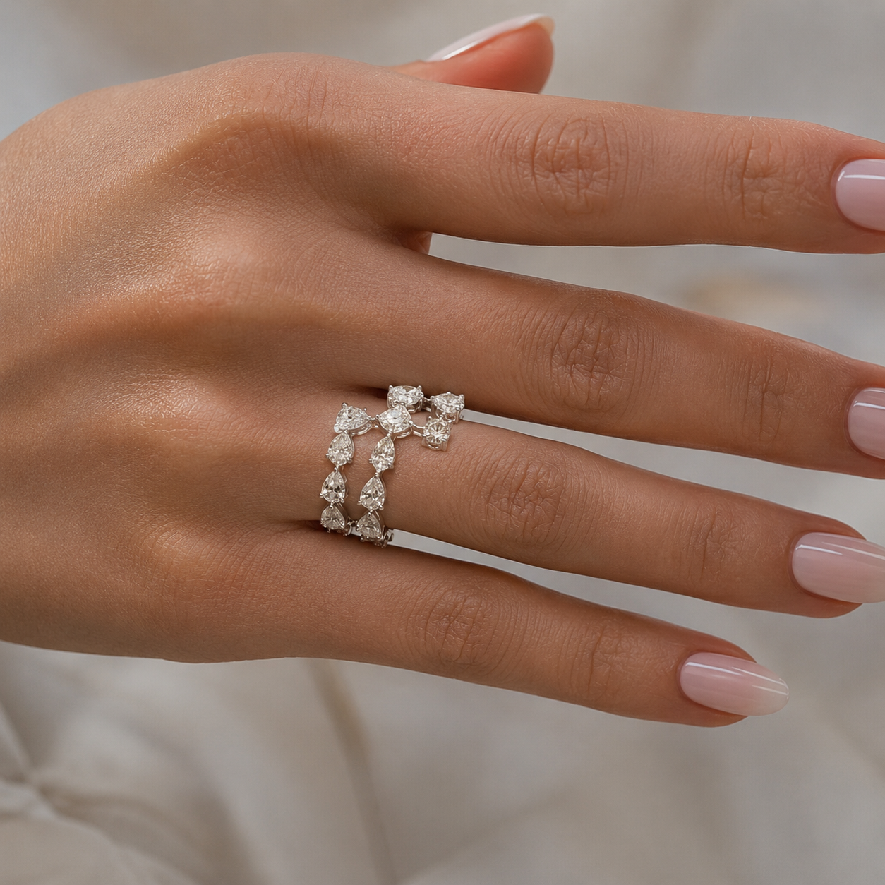 3.40 CT Lab-Grown Diamond Wrap Fashion Ring in 14K White Gold (D–F / VS1–VS2)