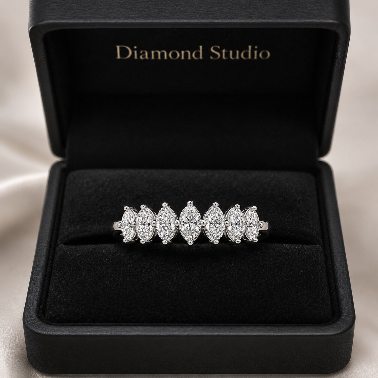 1.30 CT Lab-Grown Diamond Half Eternity Ring in 14K White Gold (D–F / VS1–VS2)